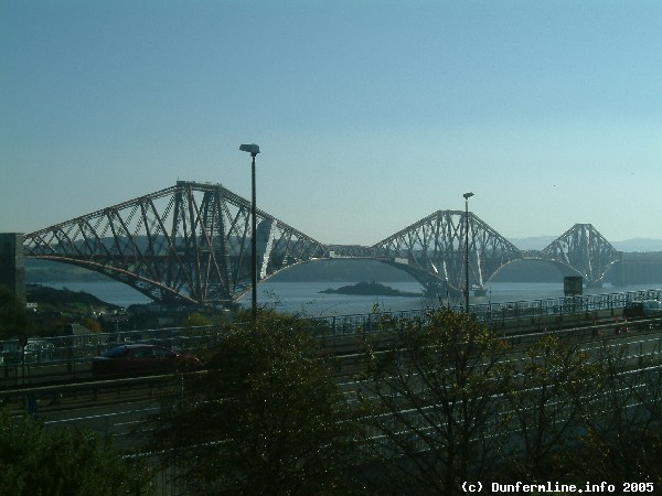 Rail bridge looking across road bridge