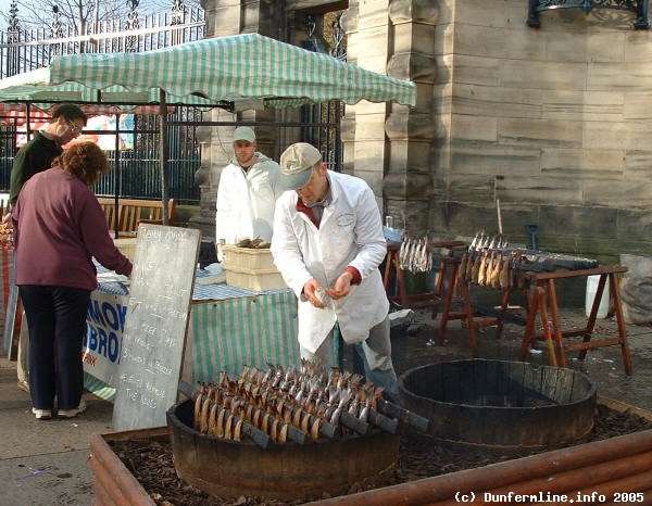 Smokies being cooked.